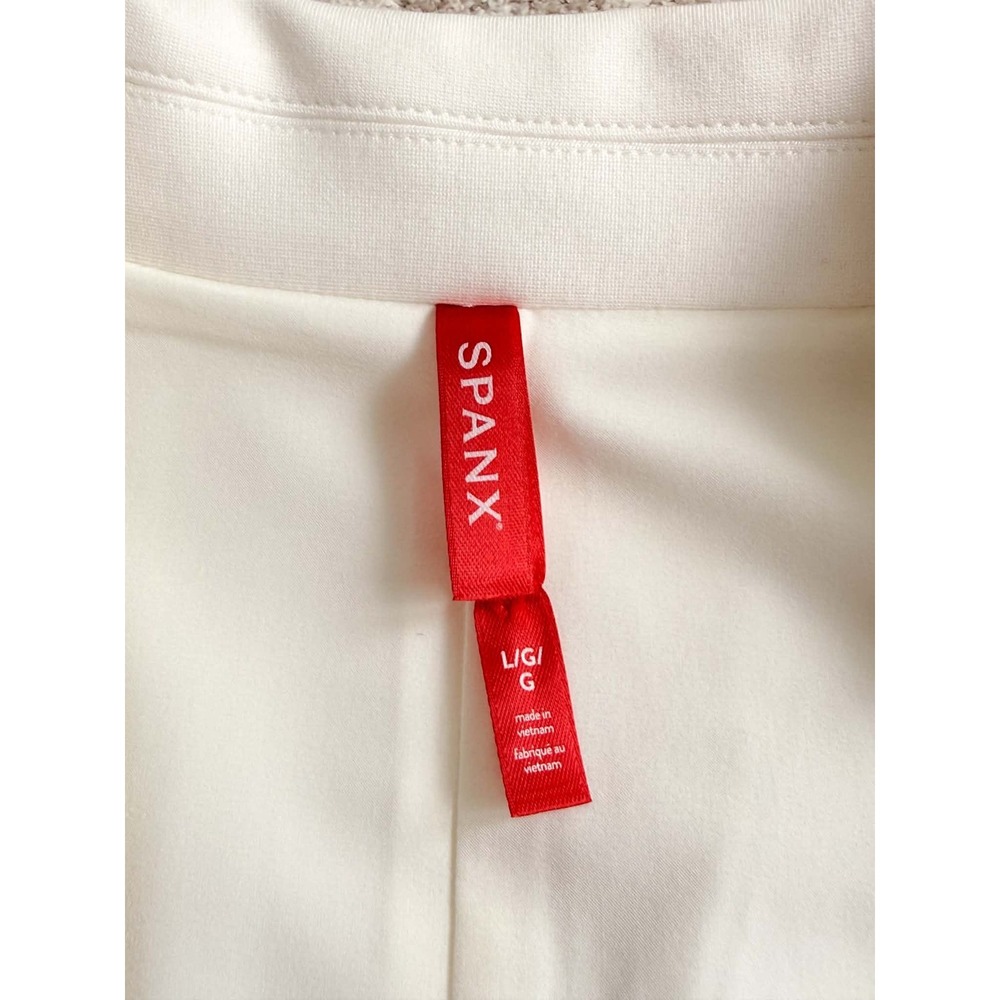 SPANX The Pointe Vest Dress Powder Ivory Sleeveless Blazer Sheath Dress Sz L NWT - Picture 8 of 10